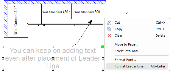 Click to view Leader Lines properties and Line page amendments